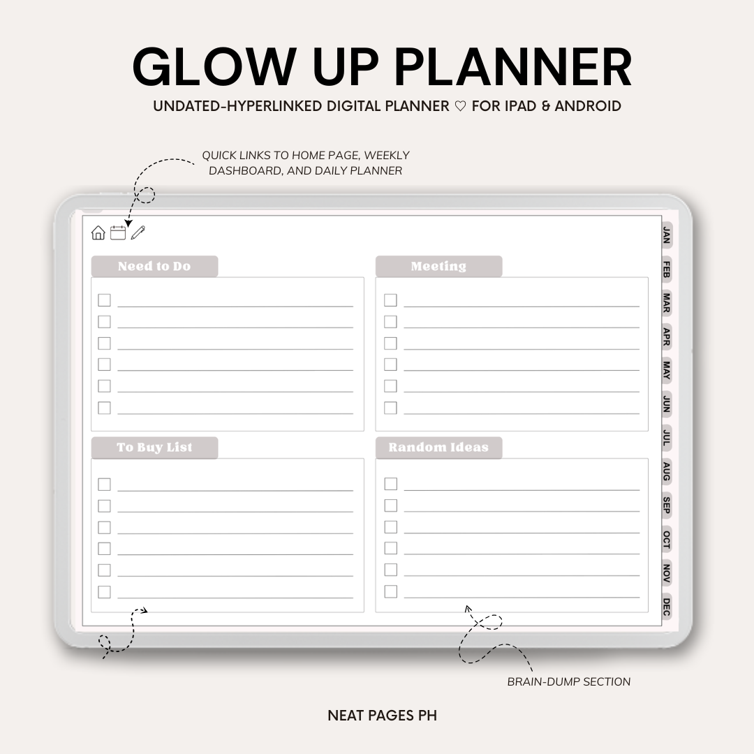 Glow Up Planner - GoodNotes | Notability | Ipad & Tablet