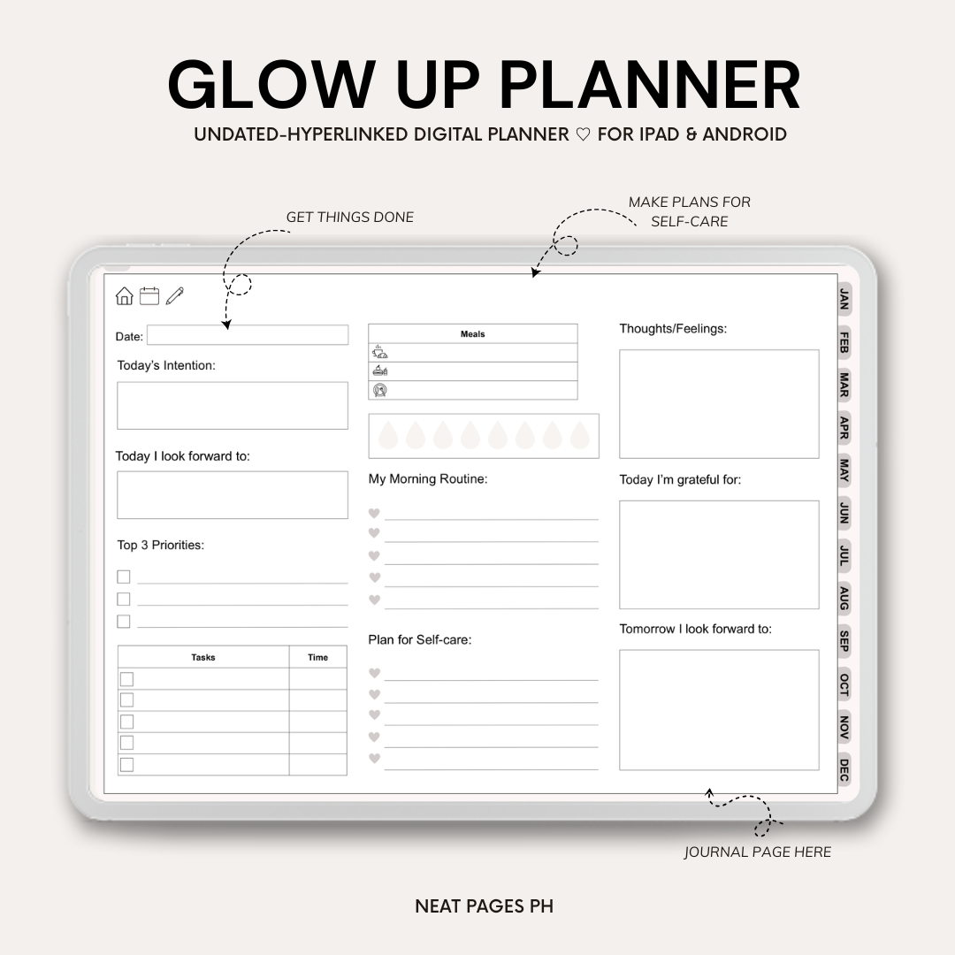 Glow Up Planner - GoodNotes | Notability | Ipad & Tablet