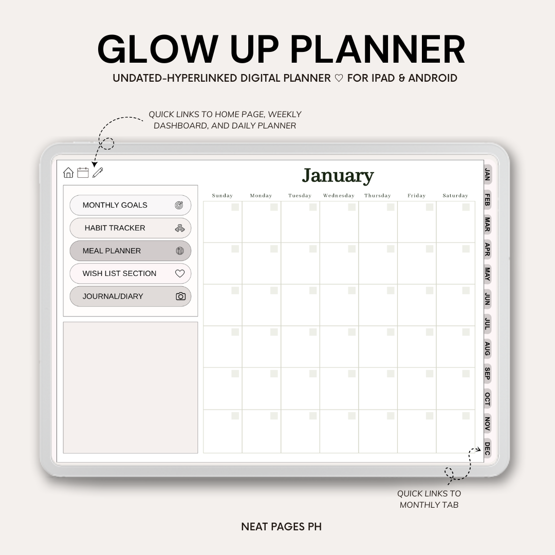 Glow Up Planner - GoodNotes | Notability | Ipad & Tablet