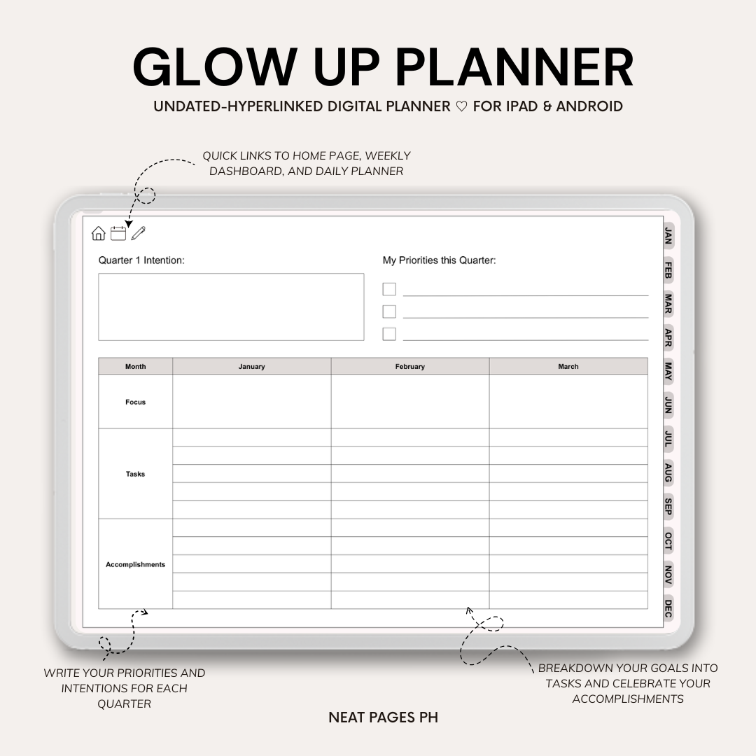 Glow Up Planner - GoodNotes | Notability | Ipad & Tablet